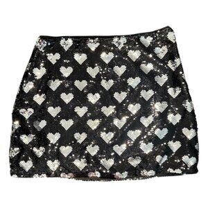 NWT: Lush Sequin Hearts Mini Skirt- Size Large